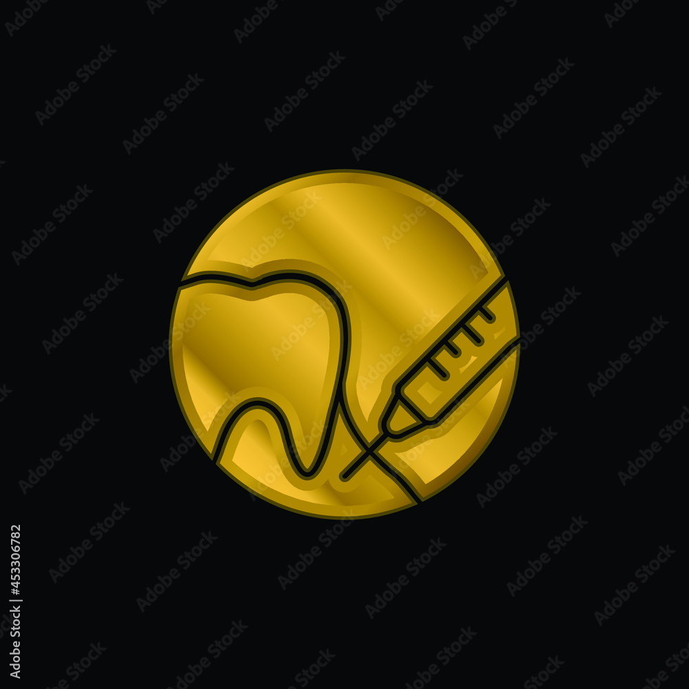 Fototapeta premium Anesthesia gold plated metalic icon or logo vector