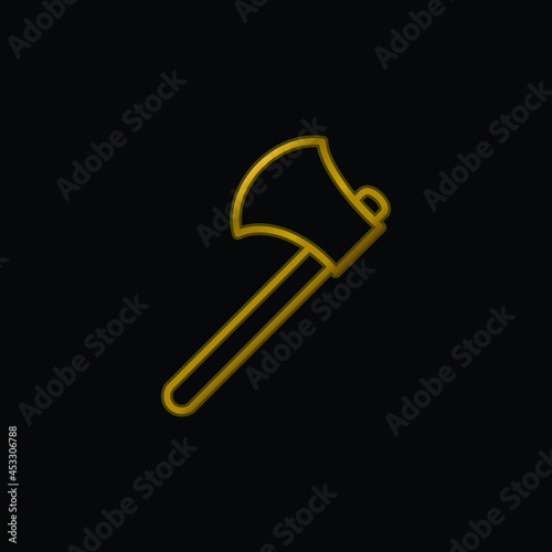 Ax Outline gold plated metalic icon or logo vector
