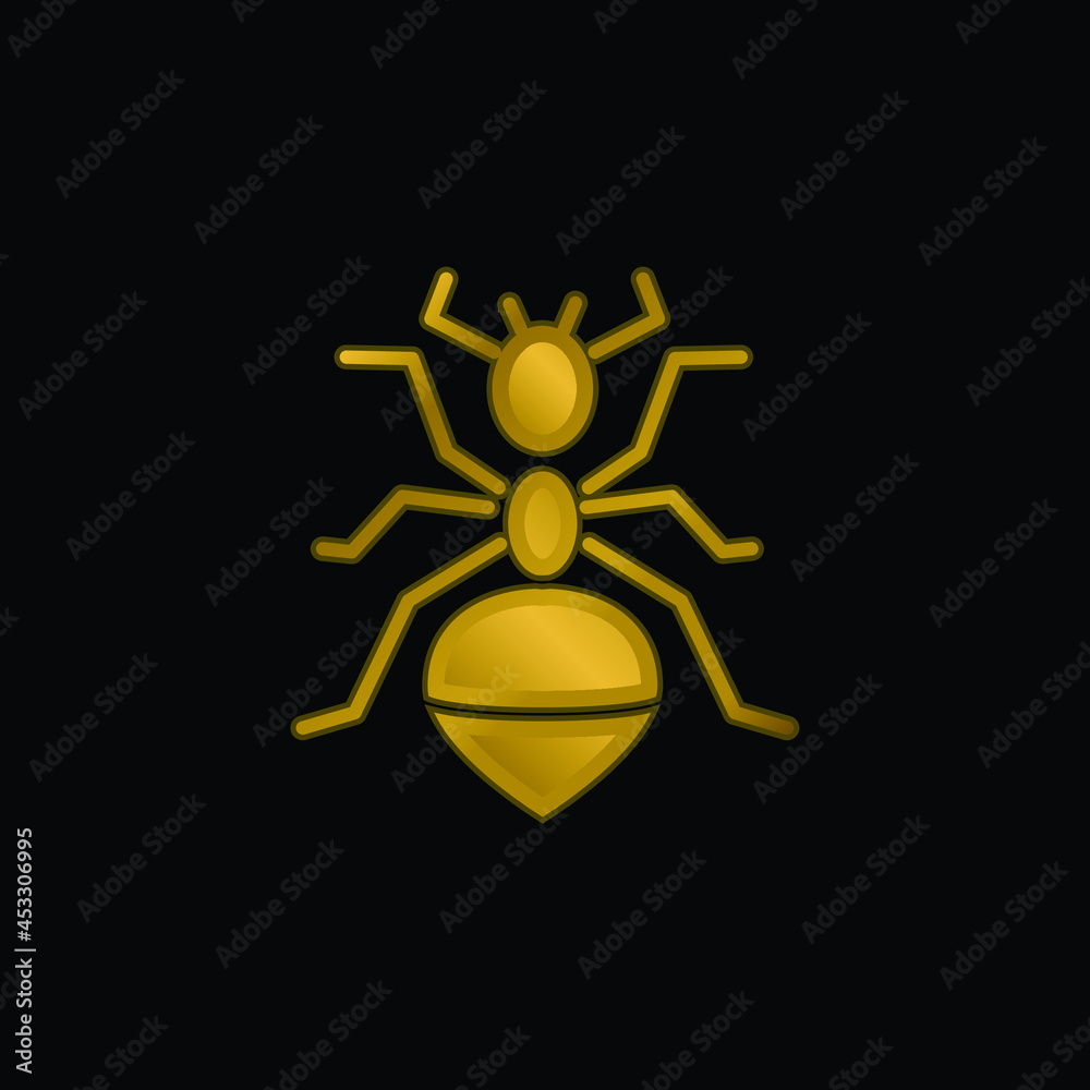 Ant gold plated metalic icon or logo vector Ant gold plated metalic icon or logo vector