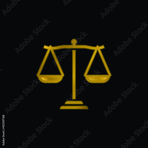Balance gold plated metalic icon or logo vector
