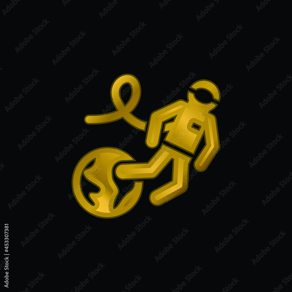 Astronaut gold plated metalic icon or logo vector Astronaut gold plated metalic icon or logo vector