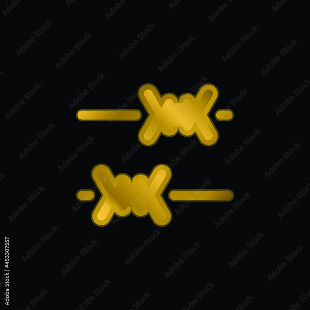 Barbed Wire gold plated metalic icon or logo vector Barbed Wire gold plated metalic icon or logo vector