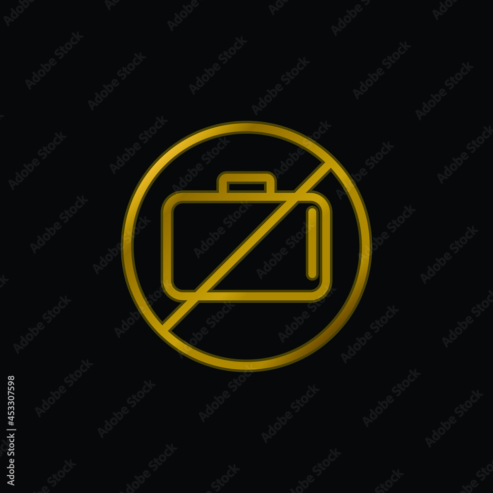 Baggage Ban Signal gold plated metalic icon or logo vector Baggage Ban Signal gold plated metalic icon or logo vector
