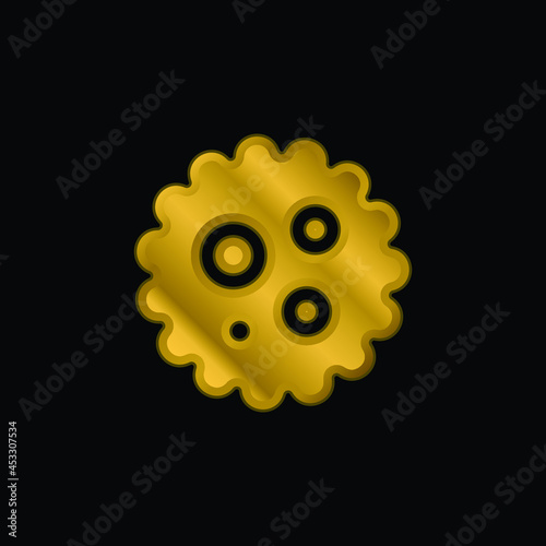 Bacterium gold plated metalic icon or logo vector