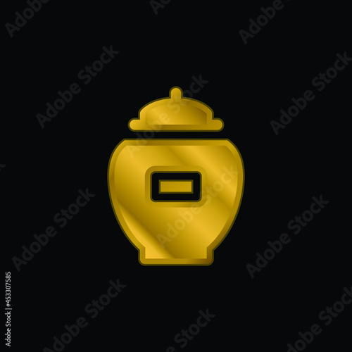 Ash gold plated metalic icon or logo vector