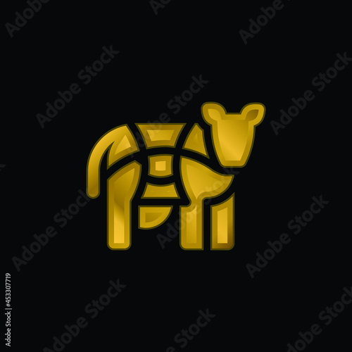 Beef gold plated metalic icon or logo vector