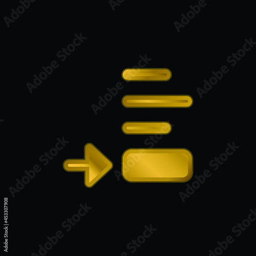 Bottom View gold plated metalic icon or logo vector