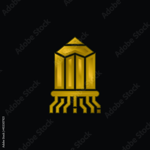 Branding gold plated metalic icon or logo vector