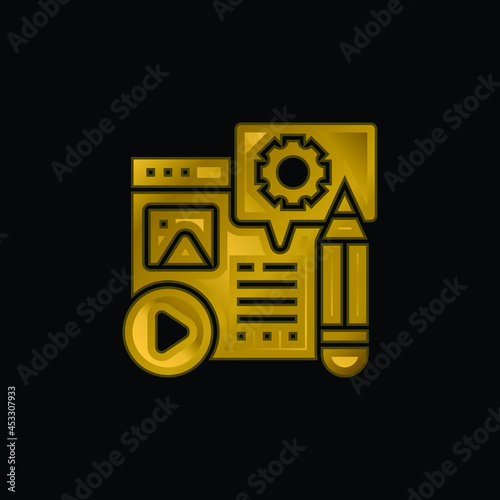 Blog gold plated metalic icon or logo vector