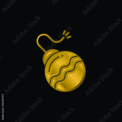 Bomb gold plated metalic icon or logo vector