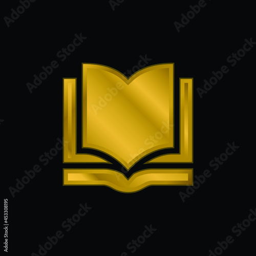 Book gold plated metalic icon or logo vector