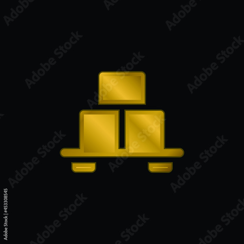 Box gold plated metalic icon or logo vector
