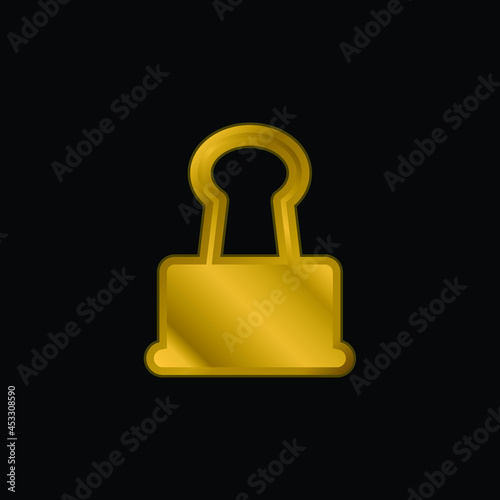 Big Clip gold plated metalic icon or logo vector