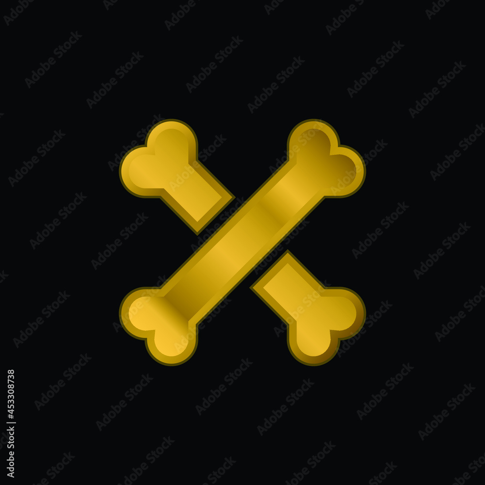 Bones gold plated metalic icon or logo vector Bones gold plated metalic icon or logo vector