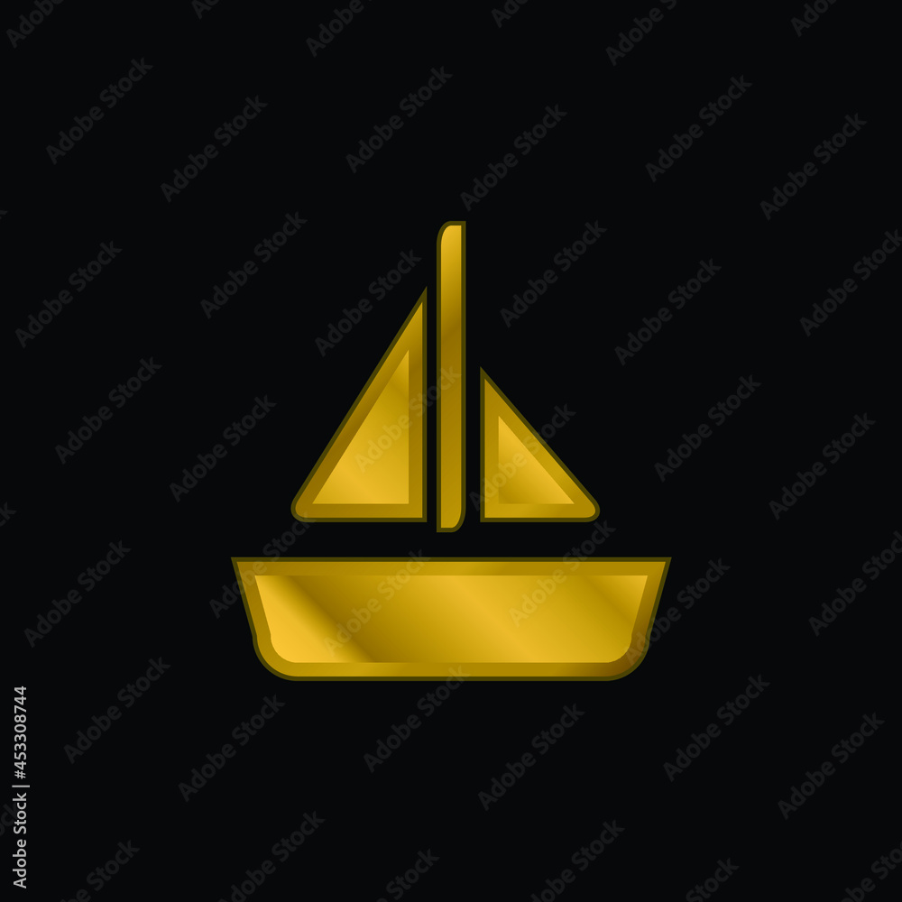 Boat With A Sail gold plated metalic icon or logo vector Boat With A Sail gold plated metalic icon or logo vector