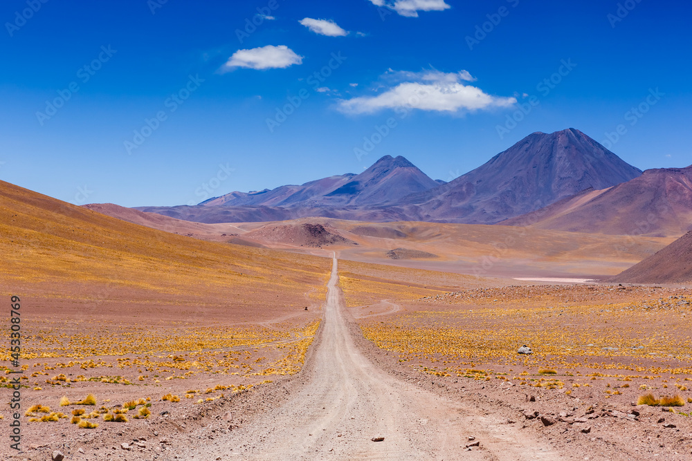 Mountain road in the Atacama Desert, northern Chile, South America Mountain road in the Atacama Desert, northern Chile, South America