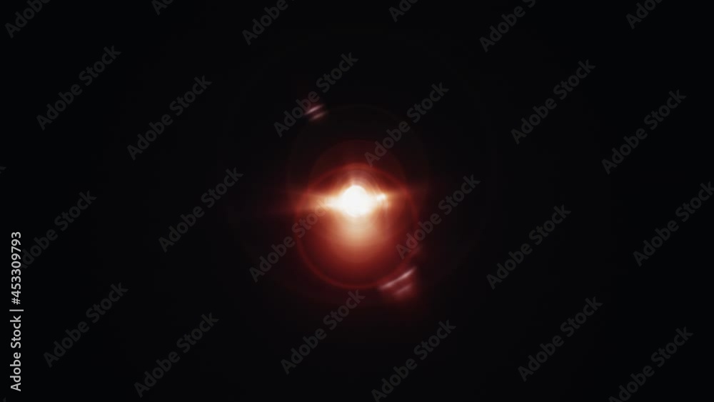 Abstract Center Flare glow Light Background with Loop Rotating Halo effect. 4K 3D seamless loop orange gold light lens flare with spinning shine halo ring rotate around. Optical flare light overlay ef