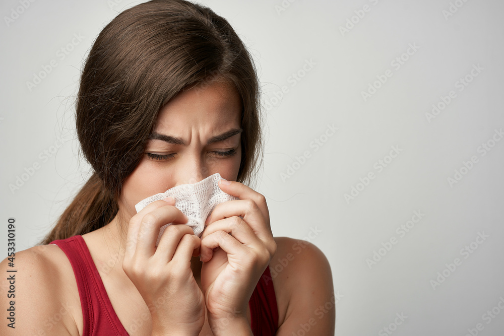 woman with cold health problems allergy infection treatment woman with cold health problems allergy infection treatment