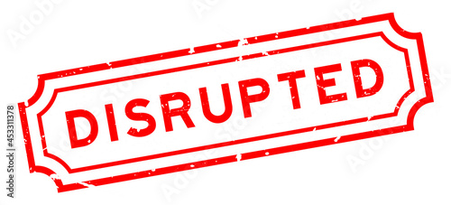 Grunge red disrupted word rubber seal stamp on white background