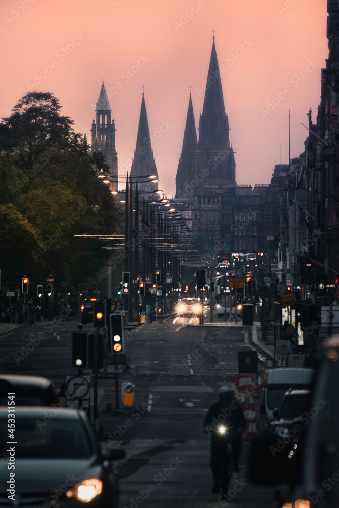 Fototapeta premium Edinburgh is Scotland's compact, hilly capital. It has a medieval Old Town and elegant Georgian New Town with gardens and neoclassical buildings.