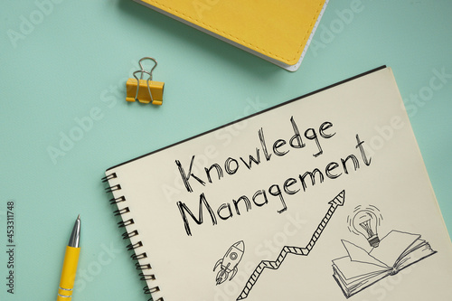 Knowledge management is shown on the conceptual photo using the text
