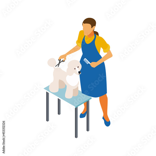 Dog Grooming Isometric Composition