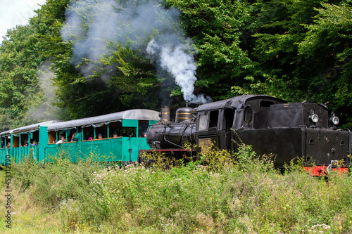 Old narrow train with tourists from Sovata resort - Romania
It transports passengers between the resort and Campul Cetatii village