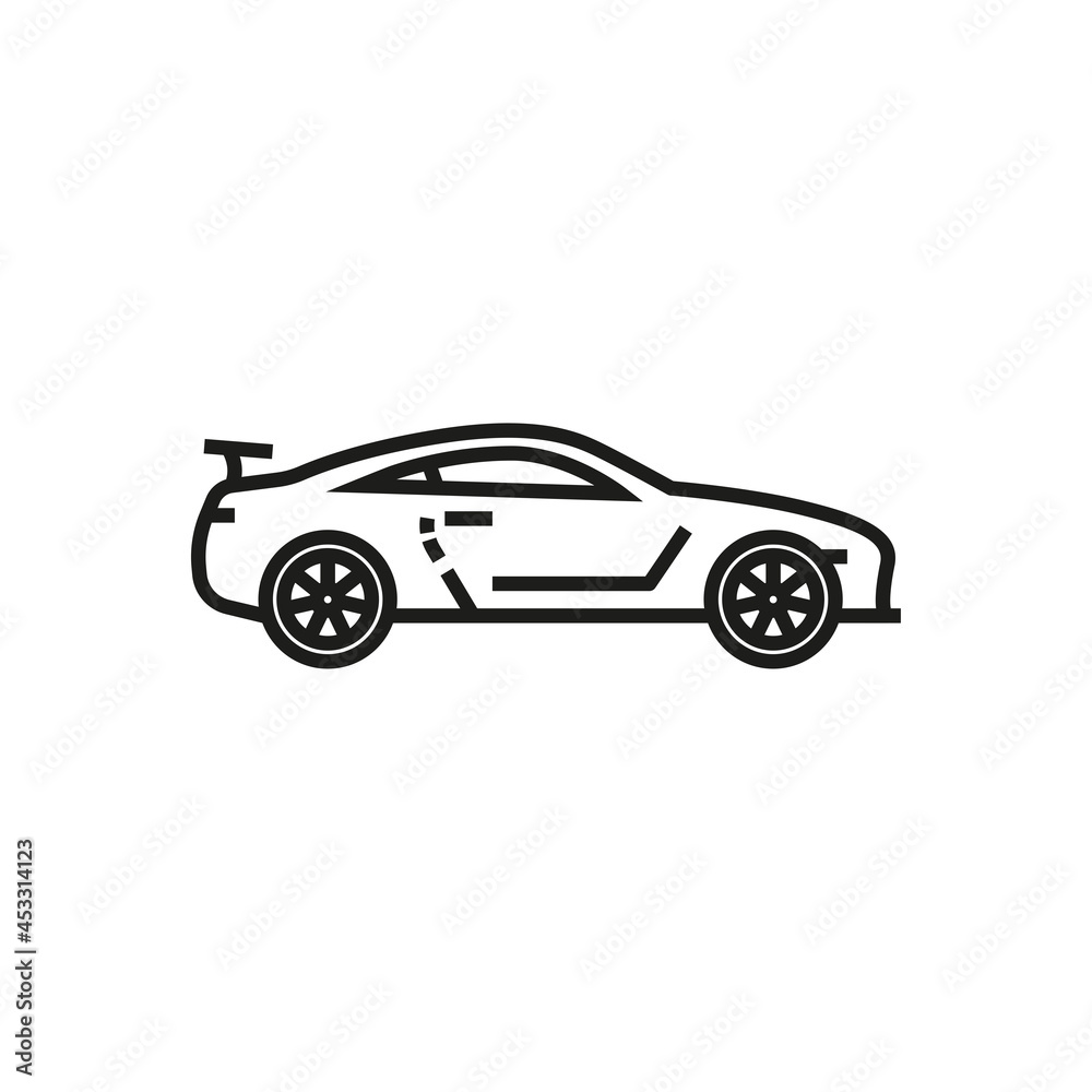 Car vector outline style black filled icon isolated on transparent background