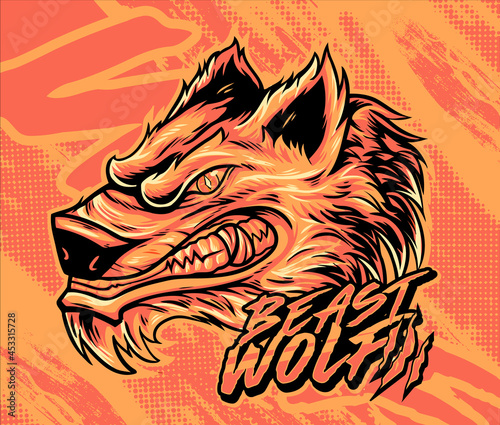 Wolf Head Vector. T-shirt Template. Wolf T-shirt Template
