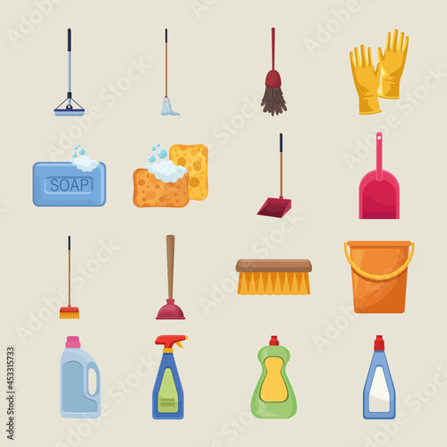 sixteen housekeeping chores icons