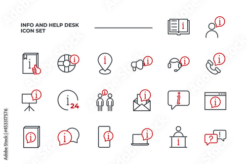 Info and Help set icon, isolated Info and Help set sign icon, vector illustration