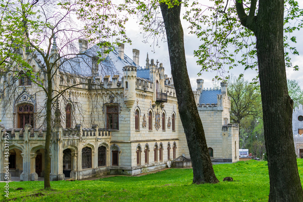 The facade of the Sturdza Castle from Miclauseni, Romania

