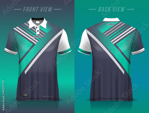 polo shirt uniform design, can be used for badminton, golf in front view, back view. jersey mockup Vector, design premium very simple and easy to customize.
