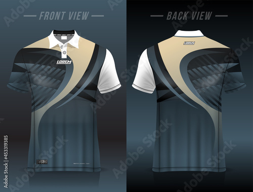 polo shirt uniform design, can be used for badminton, golf in front view, back view. jersey mockup Vector, design premium very simple and easy to customize.