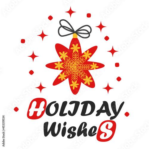 Christmas and Happy New Year illustration. Trendy retro style, design template.