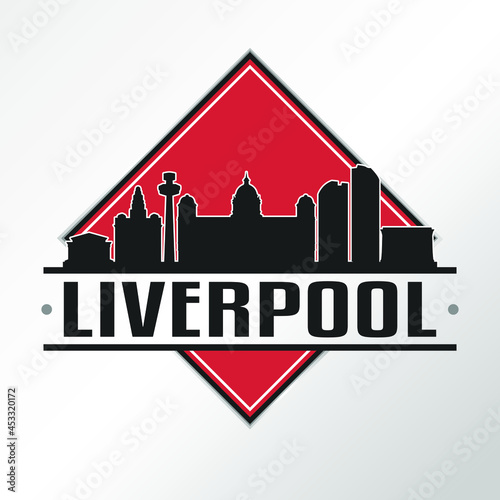Liverpool  UK Skyline Logo. Adventure Landscape Design Vector Illustration.