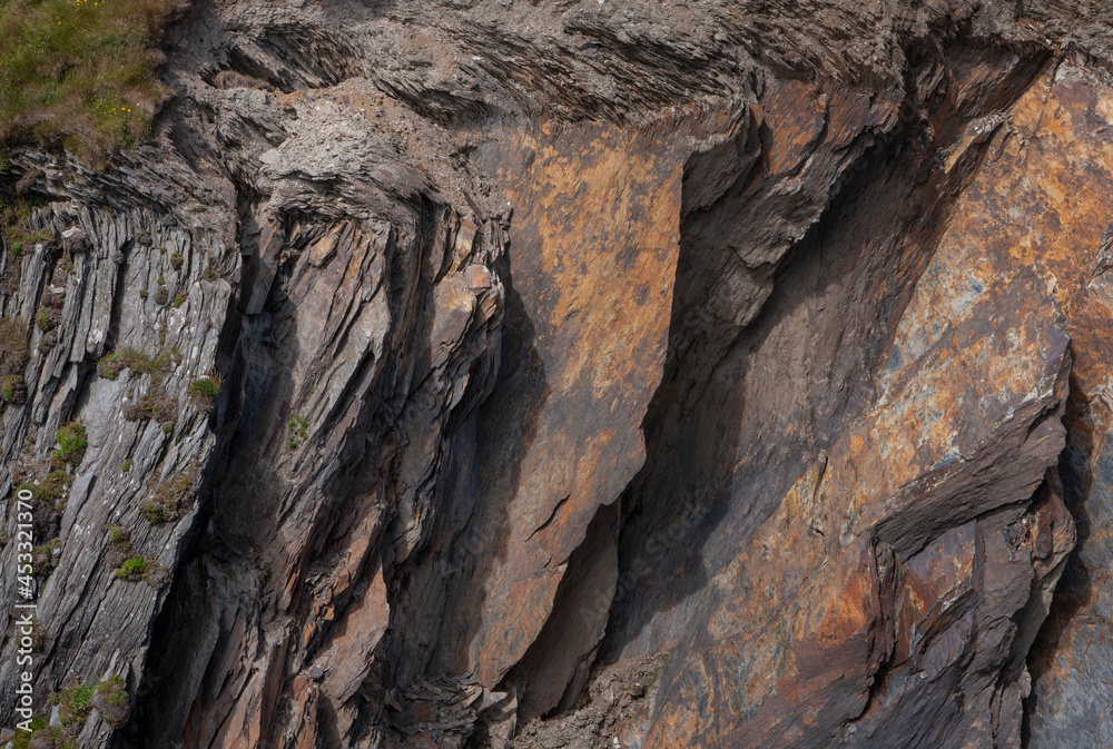 Cliffs and rocks at south east coast of Ireland.