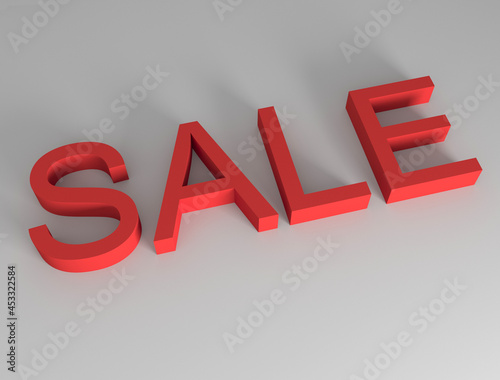 Sale icon. Red letters on a gray background. Sale of special offers and discount. Sale for Black Friday, Cyber Monday and other promotions. 3D rendering