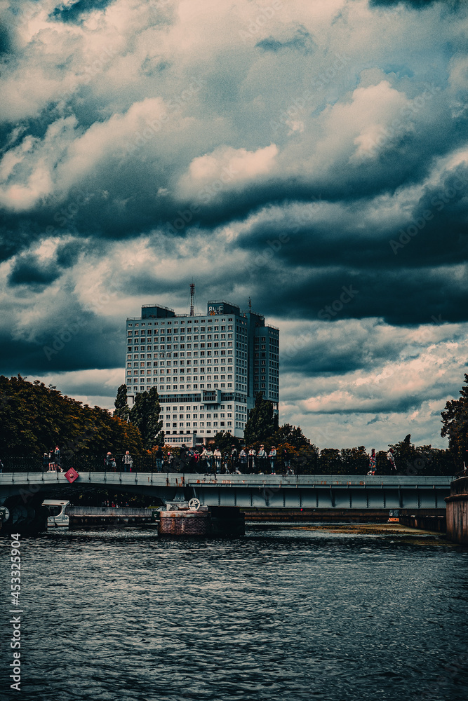 Fototapeta premium rainy weather and thunderstorms over the city