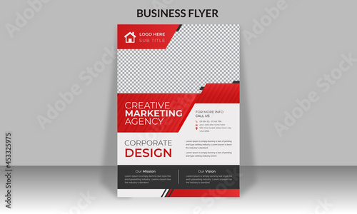 Corporate business flyer design and digital marketing agency brochure cover template with photo Free Vector