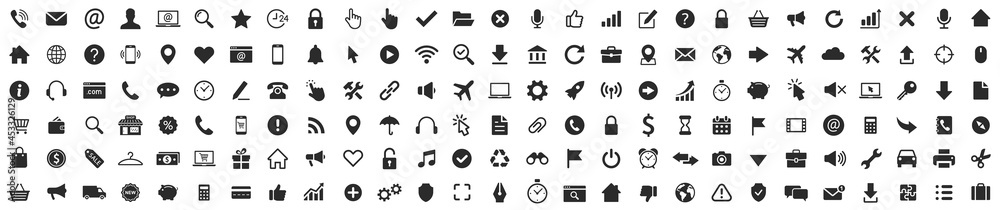 Web icon collection. Basic icons. Icon set. Vector illustration
