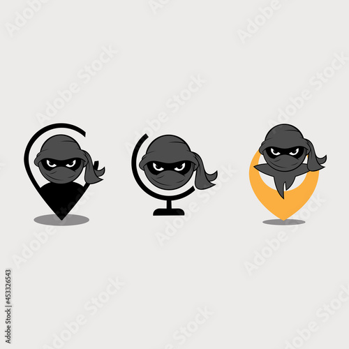 Vector set of cute ninjas. Ninja Vector Logo