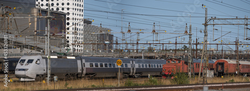 Quadro em tela The Hagalunds railway yard and depot with electrical trains, ail equipment an engine houses in northern Stockholm