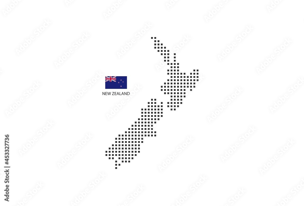 Vecteur Stock Vector square pixel dotted map of New Zealand isolated on ...