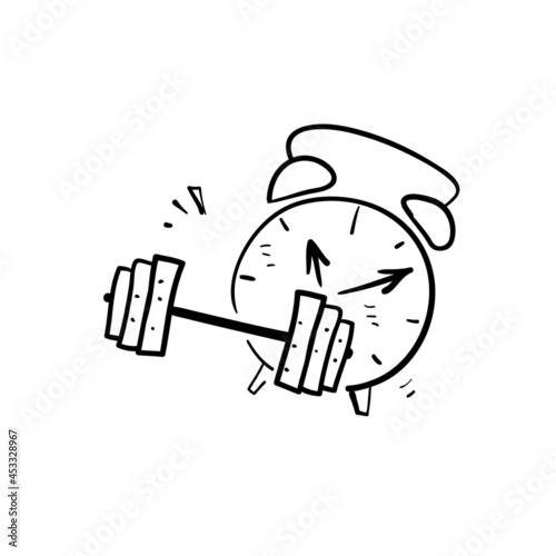 hand drawn doodle fitness time icon illustration vector isolated
