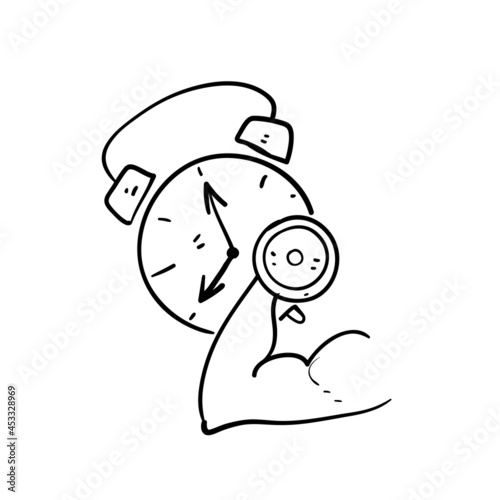 hand drawn doodle fitness time icon illustration vector isolated