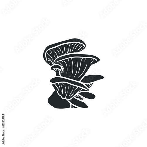 Oyster King Mushroom Icon Silhouette Illustration. Fungi Forest Vector Graphic Pictogram Symbol Clip Art. Doodle Sketch Black Sign. photo