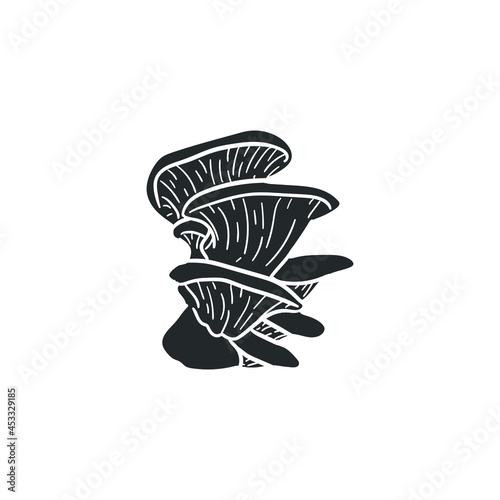 Oyster King Mushroom Icon Silhouette Illustration. Fungi Forest Vector Graphic Pictogram Symbol Clip Art. Doodle Sketch Black Sign.
