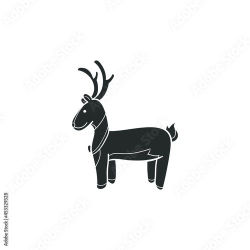 Santa Claus Reindeer Icon Silhouette Illustration. Deer Vector Graphic Pictogram Symbol Clip Art. Doodle Sketch Black Sign.