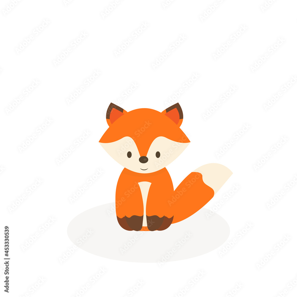 This is a cute fox on a white background. This is a cute fox on a white background.